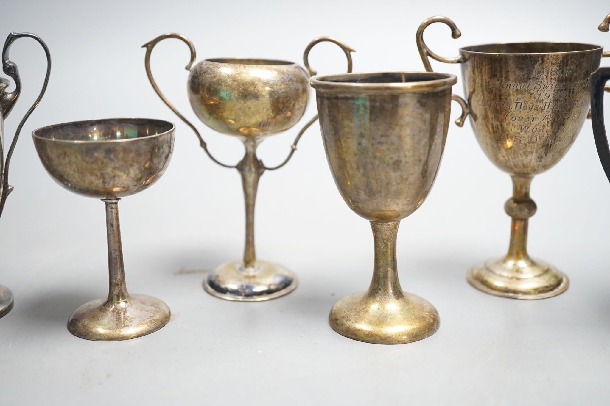 Five assorted small silver trophy cups